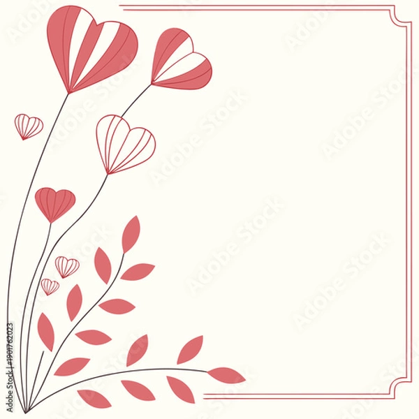 Obraz Romantic Heart Floral Corner Frame