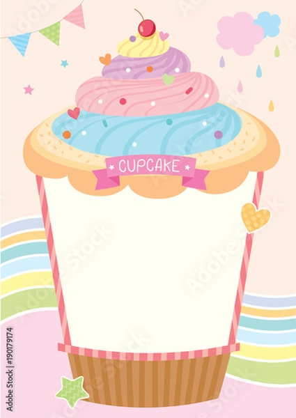 Obraz Rainbow cupcake design for menu template 