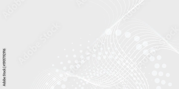 Obraz Futuristic gray white abstract background. shining wave lines pattern