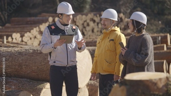 Obraz 建築資材を見学ツアーに参加する夫婦: 多摩木材センター協同組合