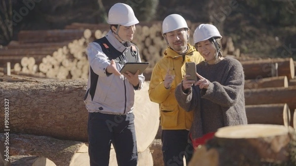 Obraz 建築資材を見学ツアーに参加する夫婦: 多摩木材センター協同組合