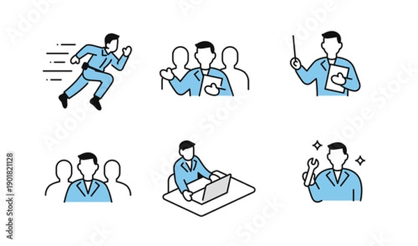 Obraz シンプルな作業員のベクターアイコンセット素材