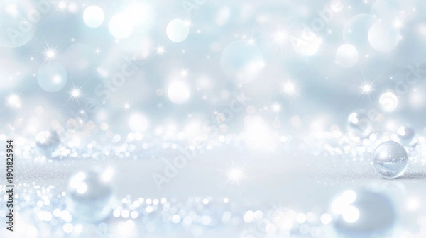 Obraz コスメやファッション、ウェディングや誕生日イメージ　キラキラ輝く青い光のボケとラメのテクスチャ背景