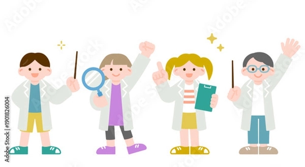 Obraz 研究や科学の楽しさを伝える白衣を着た子供たち