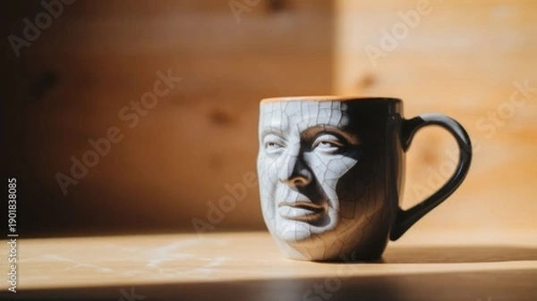 Obraz Surreal Coffee Mug with Human Face Expression