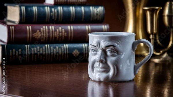 Obraz Surreal Coffee Mug with Human Face Expression