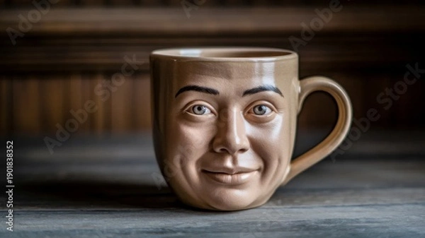 Obraz Surreal Coffee Mug with Human Face Expression