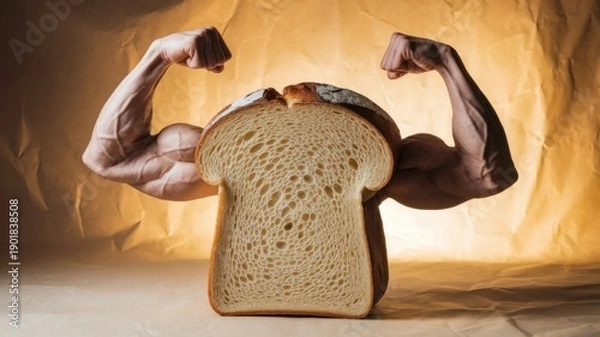 Obraz Strong Bread with Muscular Arms Concept