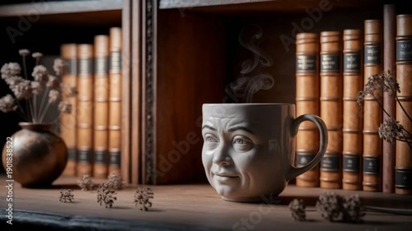 Obraz Surreal Coffee Mug with Human Face Expression