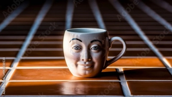 Obraz Surreal Coffee Mug with Human Face Expression
