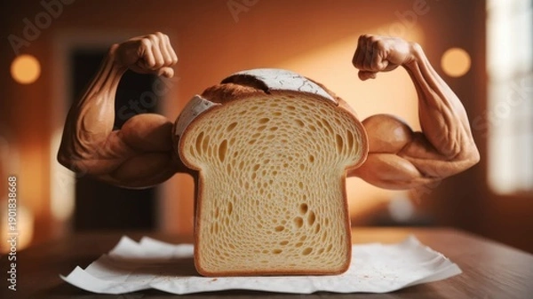 Obraz Strong Bread with Muscular Arms Concept