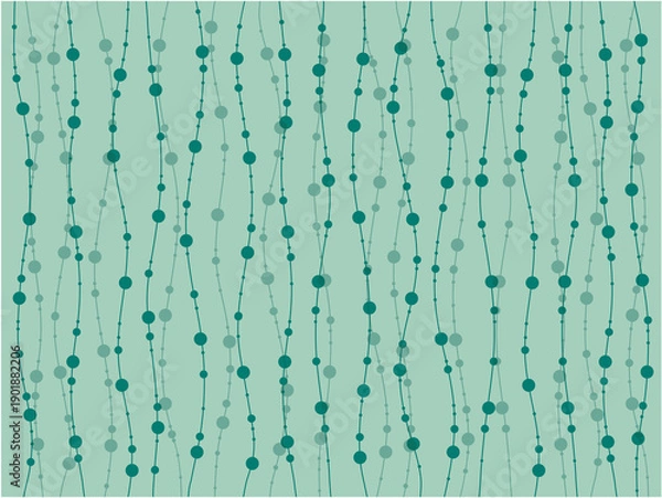 Obraz 水泡と海草のようなオーガニックラインの背景素材｜エメラルドグリーン