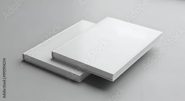 Fototapeta Two White Rectangular Panels Overlapping on a Gray Surface with Soft Lighting