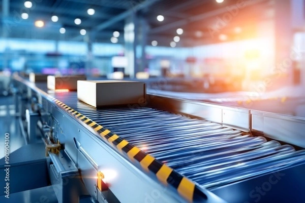 Obraz Efficient Baggage Sorting System in Busy Airport Terminal