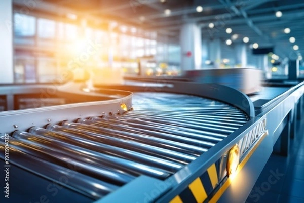 Obraz Airport Baggage Sorting System Operating at Peak Capacity