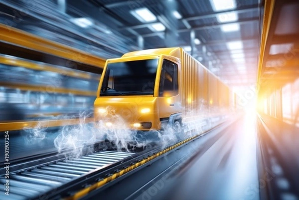 Obraz Automated Shuttle in Cold Storage Facility at High Speed