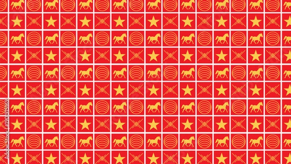 Fototapeta Seamless Red Yellow Folk Geometric Pattern Background