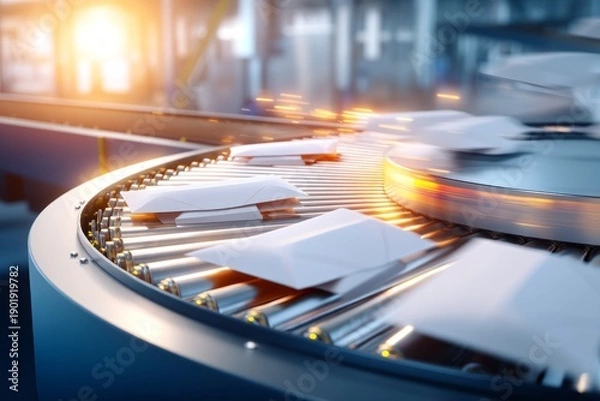 Fototapeta Fast Automated Postal Sorting Drum in Action