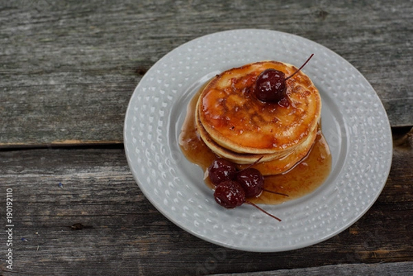 Fototapeta Pancakes with Apple jam on the plate.