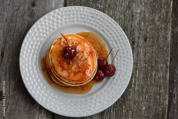 Fototapeta Pancakes with Apple jam on the plate.