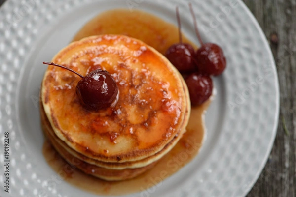 Fototapeta Pancakes with Apple jam on the plate.
