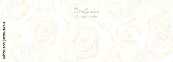 Obraz 清楚な白いバラがぎっしり詰まったようなベクターイラスト