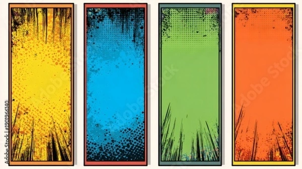 Obraz Colorful Comic Style Backgrounds with Texture and Effects Elements