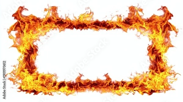 Obraz Fiery Frame Design with Bright Flames for Creative Backgrounds