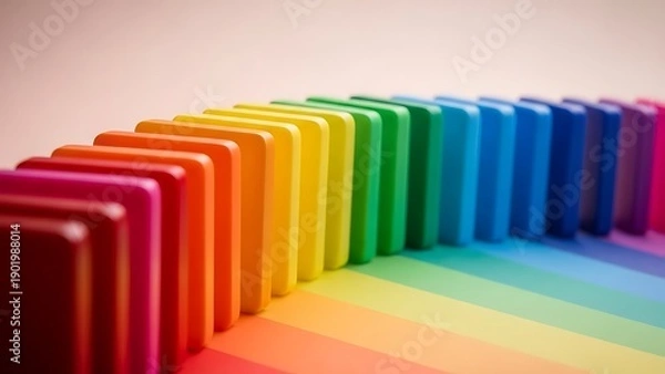 Obraz Rainbow Colored Books Standing in a Row.