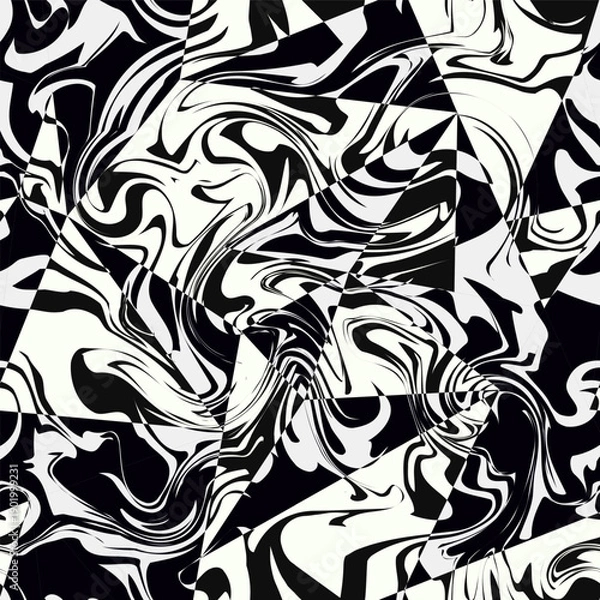Obraz Black and White Liquid Distortion Seamless pattern