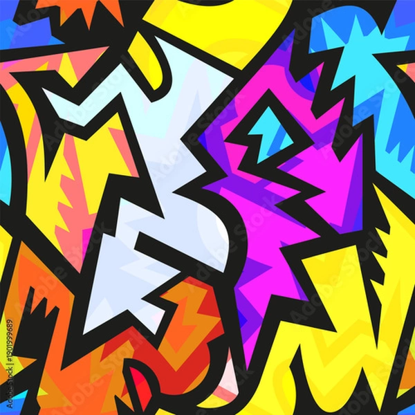 Obraz Vibrant Urban Graffiti Geometry Seamless pattern