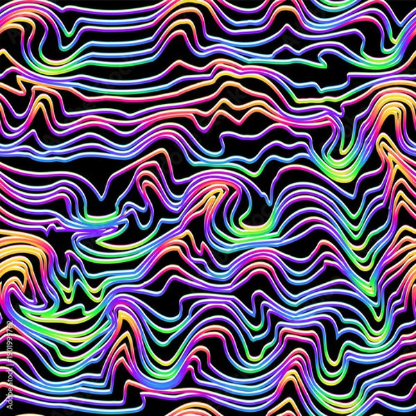 Obraz Rainbow Holographic Wave Seamless pattern
