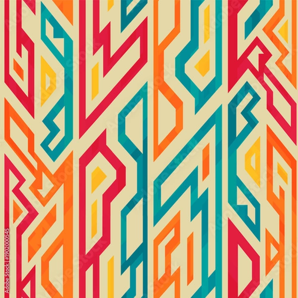 Obraz Retro Tech Stripe Geometry Seamless pattern