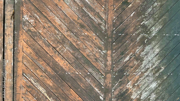 Fototapeta 経年変化した木製デッキのテクスチャ背景