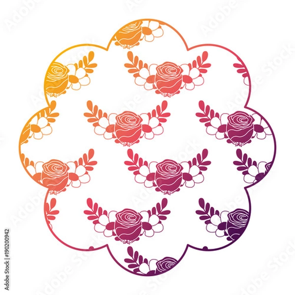 Fototapeta label floral pattern delicate seamless flower leaves vector illustration bright gradient color design