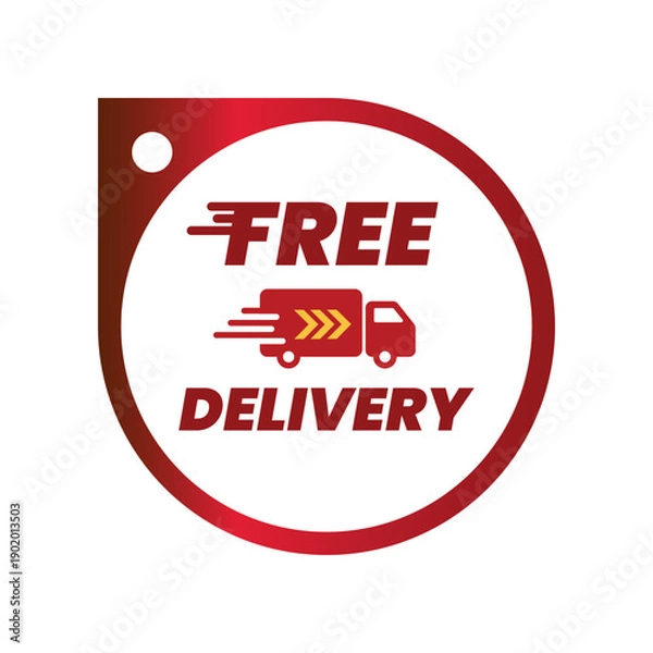 Obraz Rectangular Free Delivery Tag With Truck