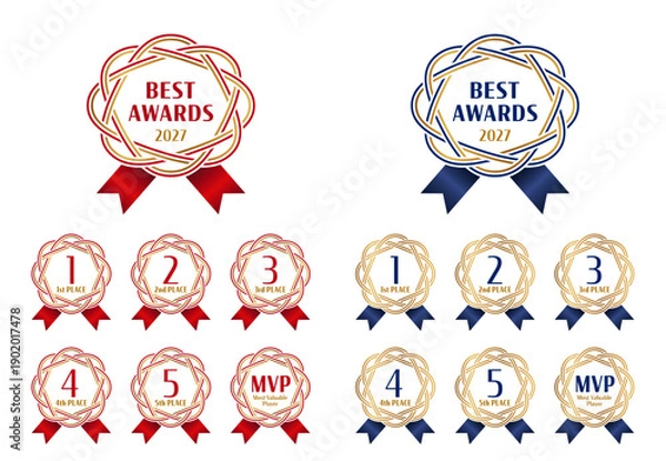 Obraz 水引のフレームとリボン、和風ベストアワード・ロゴ