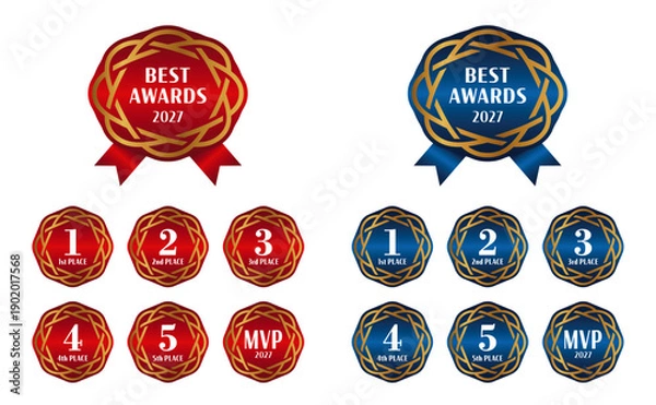 Obraz 金色のフレームとリボン、ベストアワード・ロゴ