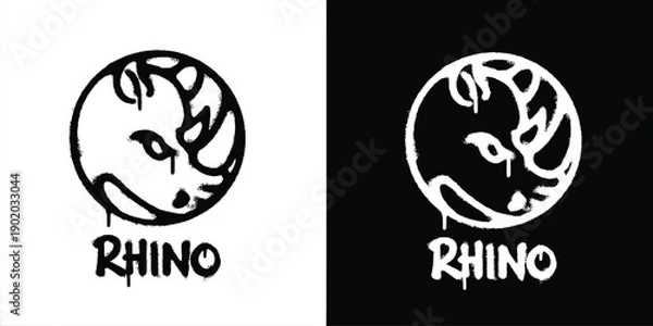 Obraz Graffiti rhinoceros logo vector design
