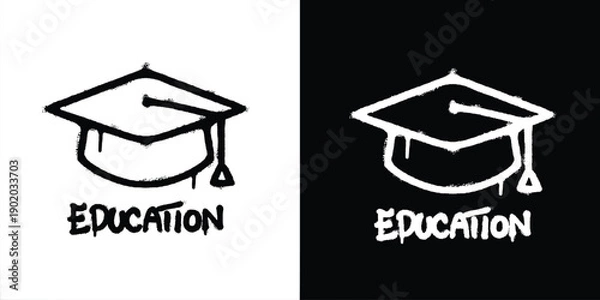 Obraz Graffiti Graduation hat logo vector design