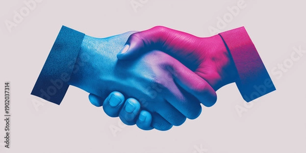 Obraz Colored handshake representing partnership or agreement