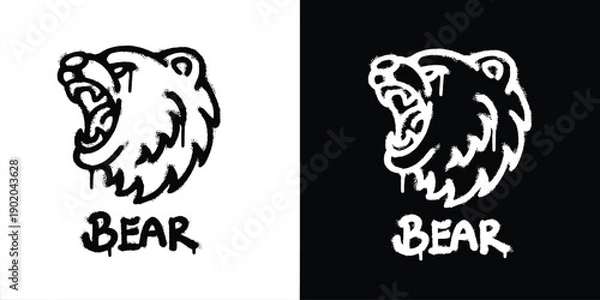 Obraz Graffiti roaring bear logo vector design