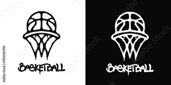 Obraz Graffiti Basketball logo vector design