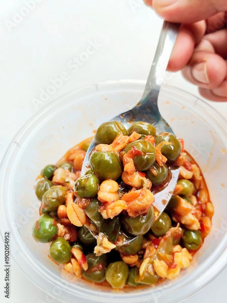 Obraz Authentic Sundanese Fermented Soybean with Leunca