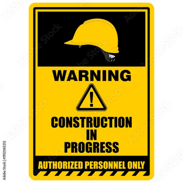Fototapeta WARNING, Construction in progress, sign vector