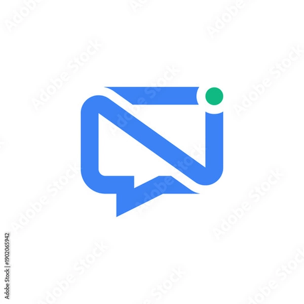 Obraz Modern simple letter N chat logo