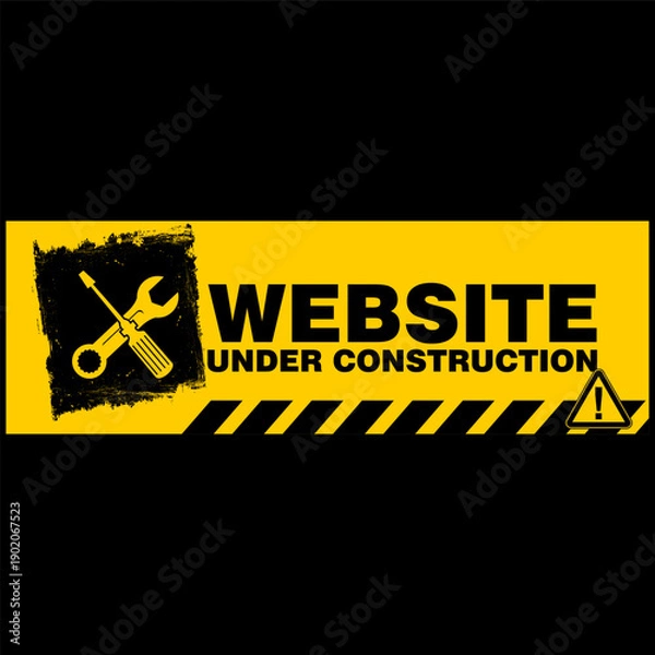 Fototapeta WARNING,WEBSITE under Construction, sign vector