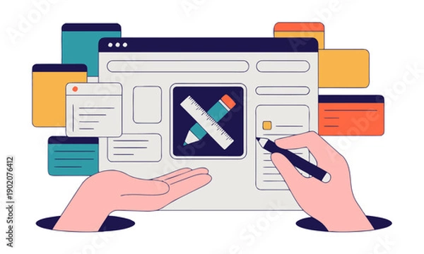 Obraz Abstract web design and content editing vector illustration, easily editable.