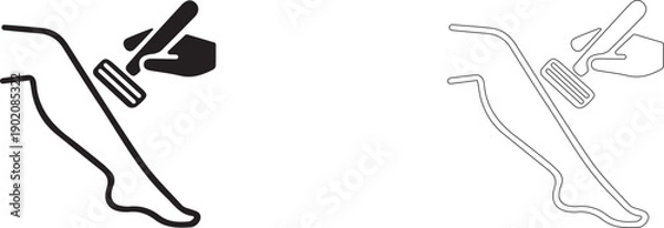 Obraz Shaving legs with a disposable razor. Vector icon.