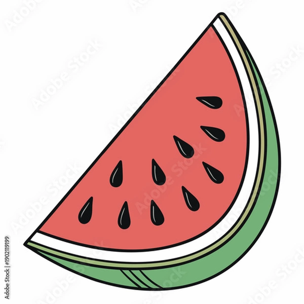 Fototapeta Watermelon-slice-with-white-background. 